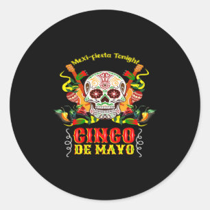 Cinco de Mayo lustiger Totenkopf-Feiertagsparty-Hu Runder Aufkleber