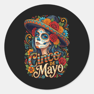 Cinco de Mayo Mädchen Frauen mexikanische Fiesta 5 Runder Aufkleber