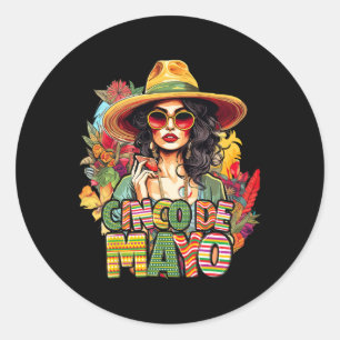 Cinco De Mayo Mädchen Mexikanische Fiesta 5 De May Runder Aufkleber