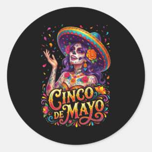 Cinco de mayo Mädchen mexikanische Fiesta 5. Mai C Runder Aufkleber