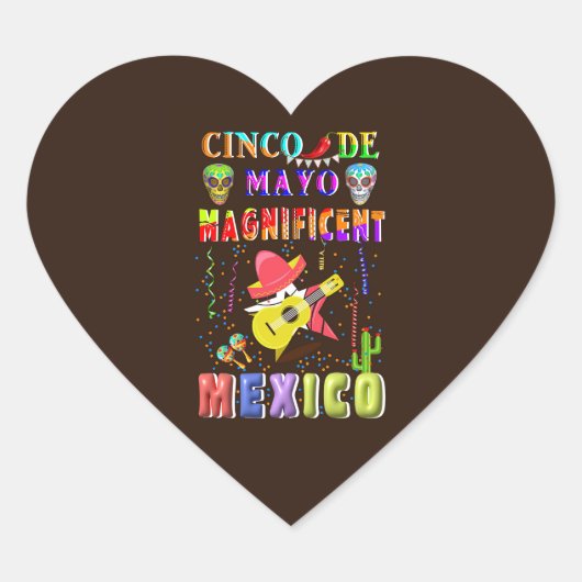 Cinco de Mayo Magnificent Mexico Herz-Aufkleber (Vorderseite)