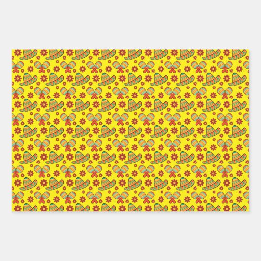 Cinco de Mayo Maracas' Sombreros Geschenkpapier Set (Vorderseite 3)