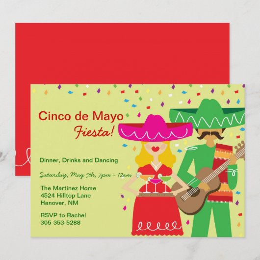 Cinco de Mayo Mariachi Einladungen (Vorne/Hinten)
