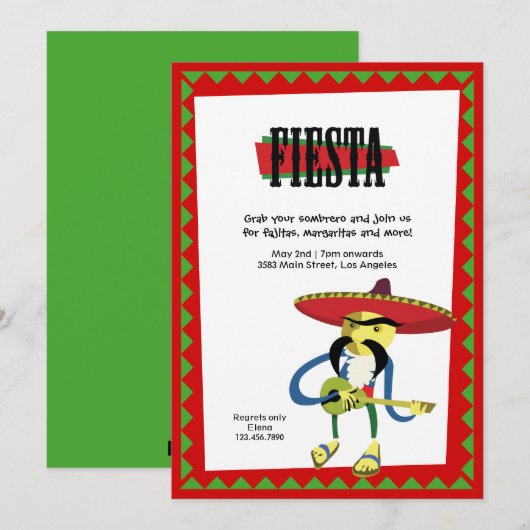 Cinco de Mayo Mariachi Fiesta Einladung (Vorne/Hinten)