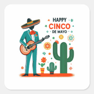 Cinco de mayo mariachi - mexikanischer Stolz Quadratischer Aufkleber