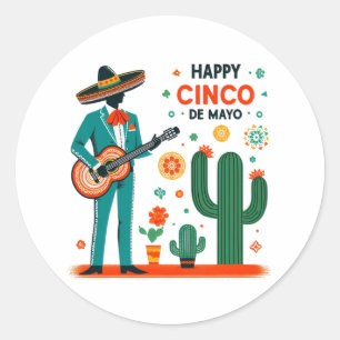Cinco de mayo mariachi - mexikanischer Stolz Runder Aufkleber