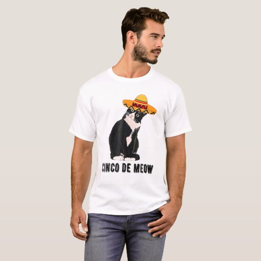 Cinco De Mayo Meow Tuxedo Katze Sombrero mexikanis T-Shirt (Vorne ganz)