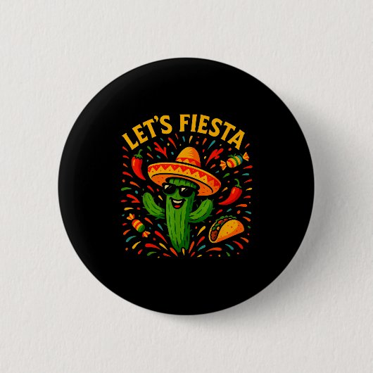 Cinco de mayo mexican cactus party funny letsCinco Button (Vorderseite)