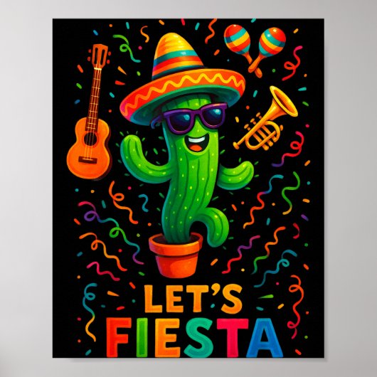 Cinco de mayo mexican cactus party funny letsCinco Poster (Vorne)
