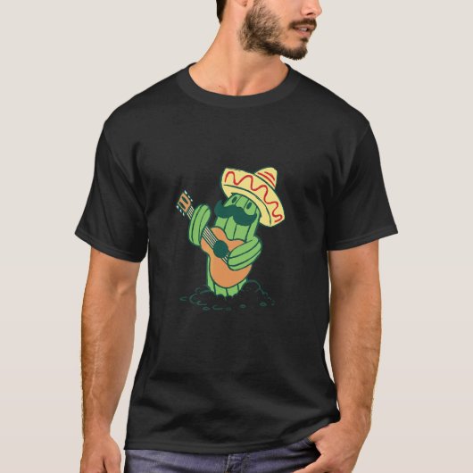 Cinco de Mayo Mexican Cactus with Sombrero and Gui T-Shirt (Vorderseite)