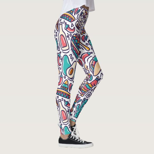 Cinco De Mayo Mexican Fiesta Seamless Pattern Leggings (Rechts)
