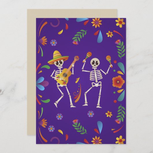 Cinco de Mayo Mexican Fiesta Skull Vielen Dank Einladung (Vorne/Hinten)