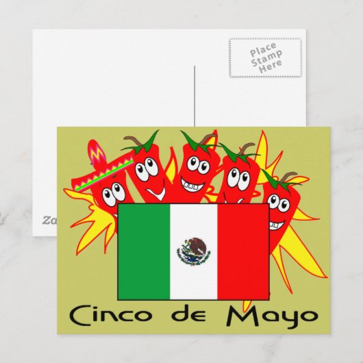 Cinco de Mayo MEXICAN FLAG Postkarte (Vorne/Hinten)