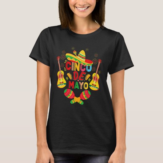 Cinco De Mayo Mexican Guitar Cactus for Men Women  T-Shirt (Vorderseite)