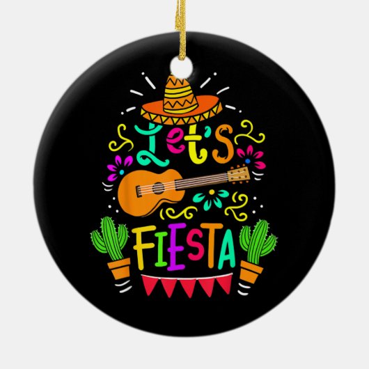 Cinco De Mayo Mexican Guitar Cactus Keramik Ornament (Hinten)
