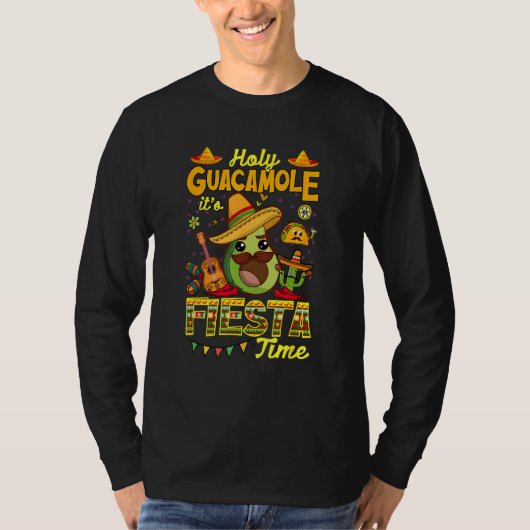 Cinco De Mayo Mexican Guitar Holy Guacamole Fiesta T-Shirt (Vorderseite)