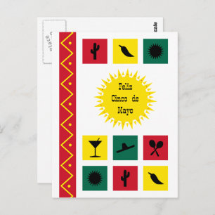 Cinco de mayo Mexican inspiriert farbenfrohe Postk Postkarte