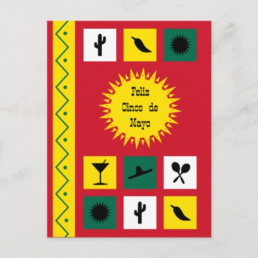 Cinco de Mayo mexican inspiriert Postcard Postkarte (Vorderseite)