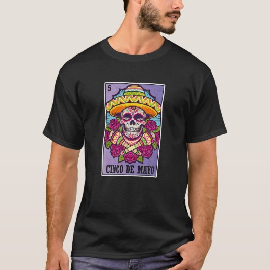 Cinco De Mayo Mexican Lottery, Sugar Skull T-Shirt (Vorderseite)