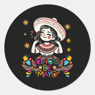 Cinco De Mayo Mexican Poncho 5 De Mayo Anime Niedl Runder Aufkleber