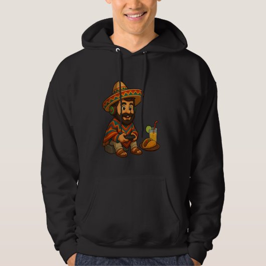 Cinco De Mayo Mexican Poncho Sombrero Video Gaming Hoodie (Vorderseite)