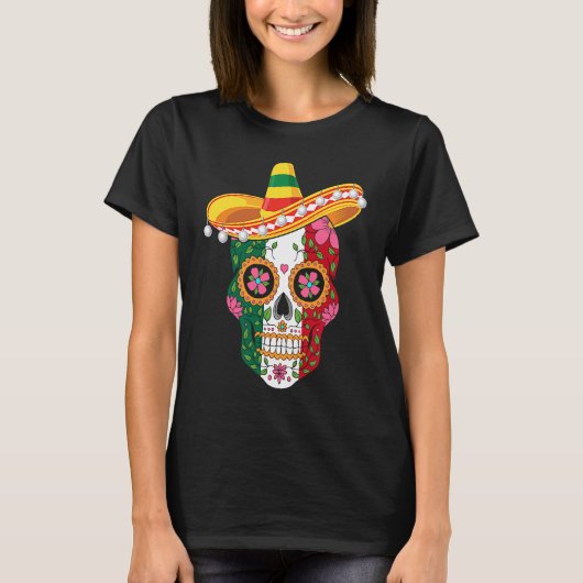 Cinco de Mayo mexican skull celebrate fiesta T-Shirt (Vorderseite)
