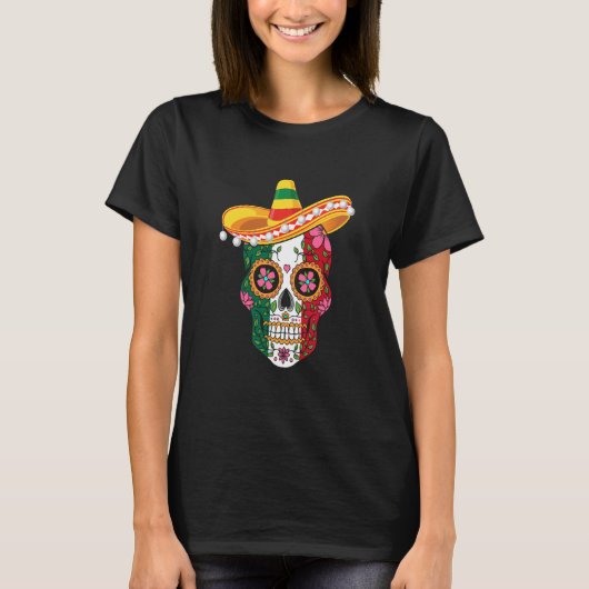 Cinco de Mayo mexican skull celebrate fiesta T-Shirt (Vorderseite)