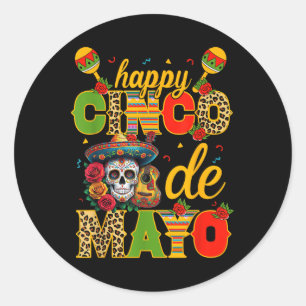 Cinco De Mayo Mexican Skull Fiesta Kostüm 5 De Ma Runder Aufkleber