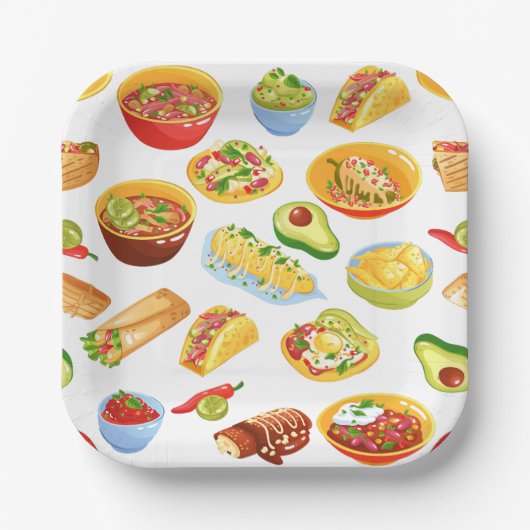 cinco de mayo mexico burrito taco tamale pappteller (Vorderseite)