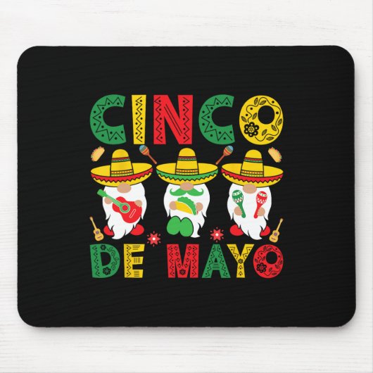 Cinco De Mayo Mexikanische Gnome Fiesta 5 De Mayo Mousepad (Vorne)