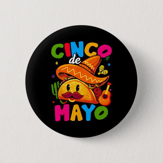 Cinco De Mayo Mexikanische Party Lasst Fiesta Squa Button (Vorderseite)