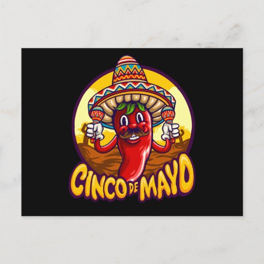 Cinco De Mayo Mexikanischer Chili Maracas Postkarte (Vorderseite)