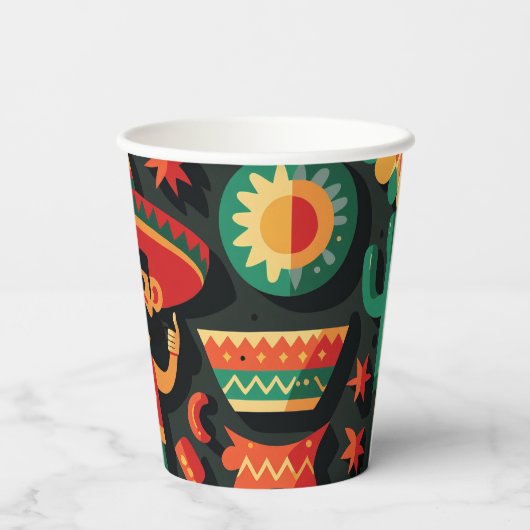 Cinco de Mayo. Mexikanischer heller Cartoon Pappbecher (Rückseite)