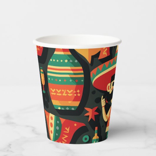 Cinco de Mayo. Mexikanischer heller Cartoon Pappbecher (Vorderseite)