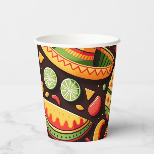 Cinco de Mayo. Mexikanischer heller Cartoon Pappbecher (Rückseite)