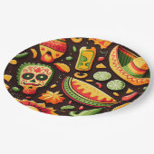 Cinco de Mayo. Mexikanischer heller Cartoon Pappteller (Schrägansicht)