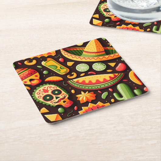 Cinco de Mayo. Mexikanischer heller Cartoon Rechteckiger Pappuntersetzer (angewinkelt)