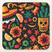 Cinco de Mayo. Mexikanischer heller Cartoon Rechteckiger Pappuntersetzer (Vorderseite)