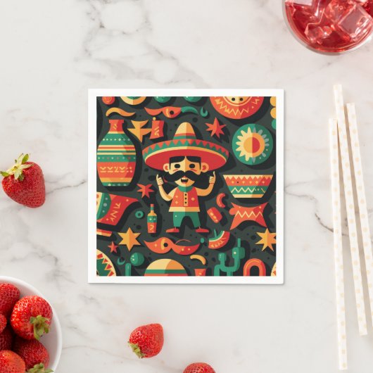 Cinco de Mayo. Mexikanischer heller Cartoon Serviette (Beispiel)