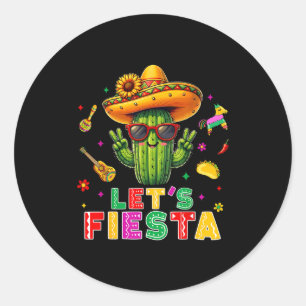Cinco de Mayo mexikanischer Kaktus lustig lass uns Runder Aufkleber