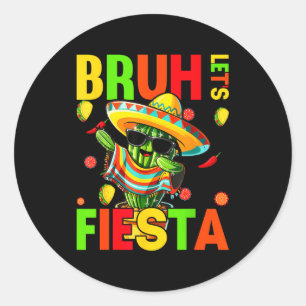 Cinco de Mayo mexikanischer Kaktus lustig lasst un Runder Aufkleber