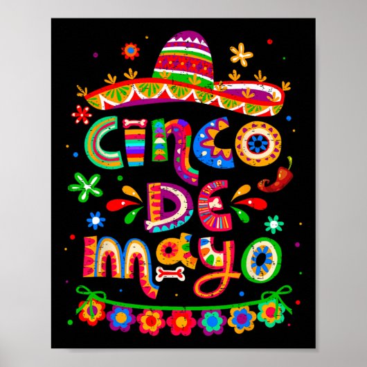 Cinco De Mayo Mexikanischer Taco Lass uns Fiesta C Poster (Vorne)