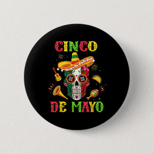 Cinco De Mayo Mexikanischer Zucker-Schädel-Fiesta- Button