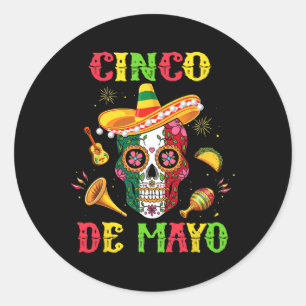 Cinco De Mayo Mexikanischer Zucker-Schädel-Fiesta- Runder Aufkleber