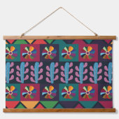 Cinco De Mayo Mexikanisches Kunstmuster Wandteppich Mit Holzrahmen (Vorne)