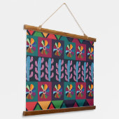 Cinco De Mayo Mexikanisches Kunstmuster Wandteppich Mit Holzrahmen (Gewinkelt)