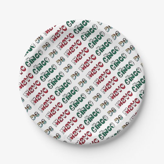 Cinco de Mayo Mexiko - Farbtypografie der mexikani Pappteller (Vorderseite)