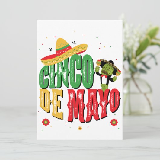 Cinco De Mayo mit Hat Cactus Funny Cinco De Mayo Dankeskarte (Stehend Vorderseite)