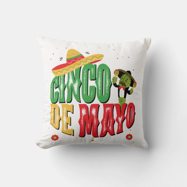 Cinco De Mayo mit Hat Cactus Funny Cinco De Mayo Kissen (Vorderseite)