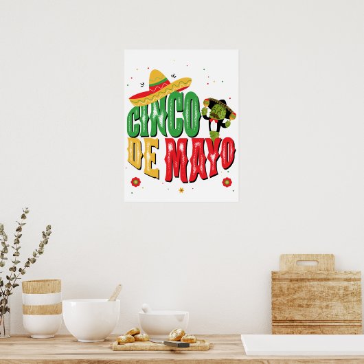 Cinco De Mayo mit Hat Cactus Funny Cinco De Mayo Poster (Küche)